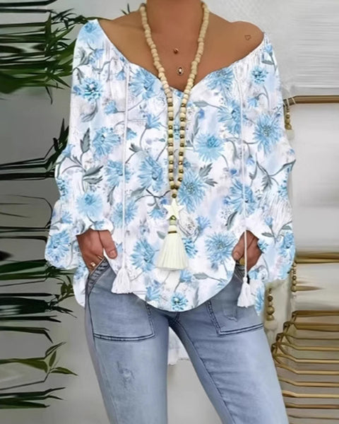 Off-Shoulder Chiffon Blouse