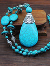 Vintage Turquoise Necklace Earrings Ring Set