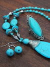 Vintage Turquoise Necklace Earrings Ring Set