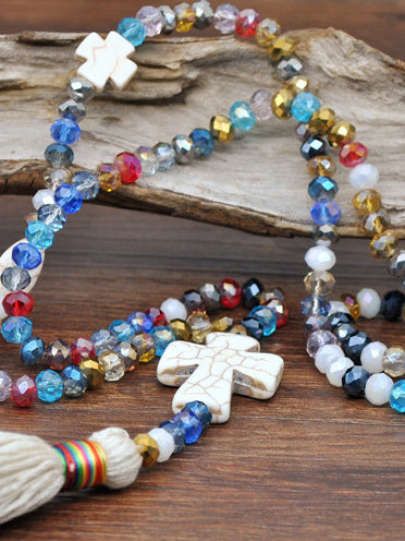 Multicolor Crystal Cross Necklace