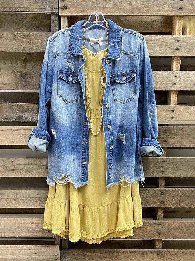 Prettybeautie Distressed Denim Jacket