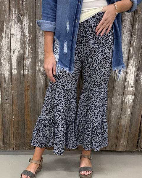 Prettybeautie Leopard Ruffle Pants
