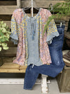 Prettybeautie Floral Combo Tied Top