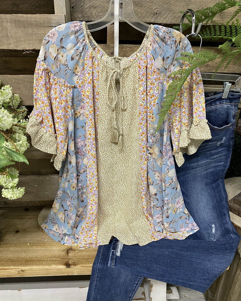 Prettybeautie Floral Combo Tied Top
