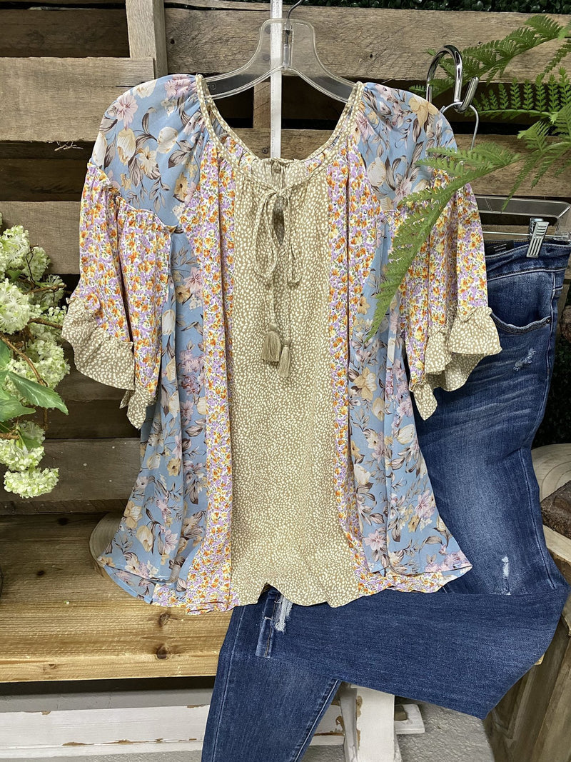 Prettybeautie Floral Combo Tied Top