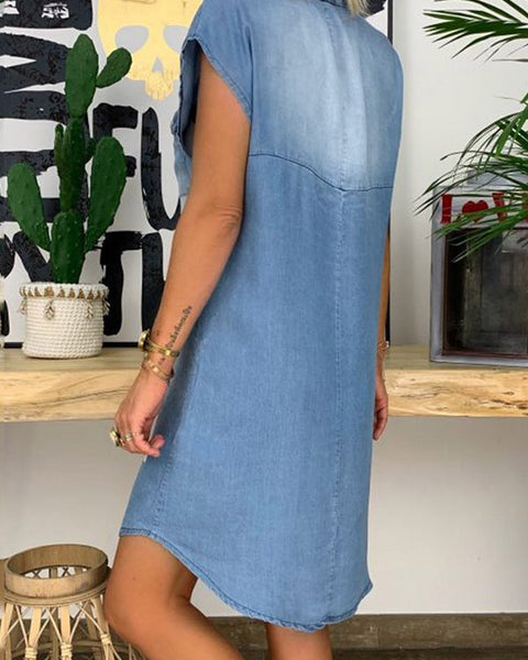 Cap Sleeve Denim Dress