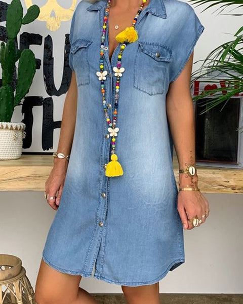 Cap Sleeve Denim Dress