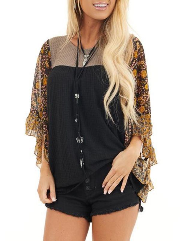 Prettybeautie Batwing Sleeve Combo Top