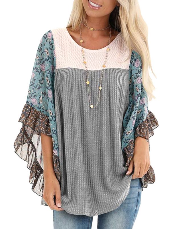 Prettybeautie Batwing Sleeve Combo Top