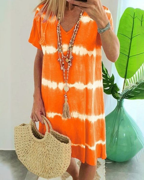 Tie-Dye V-Neck Dress