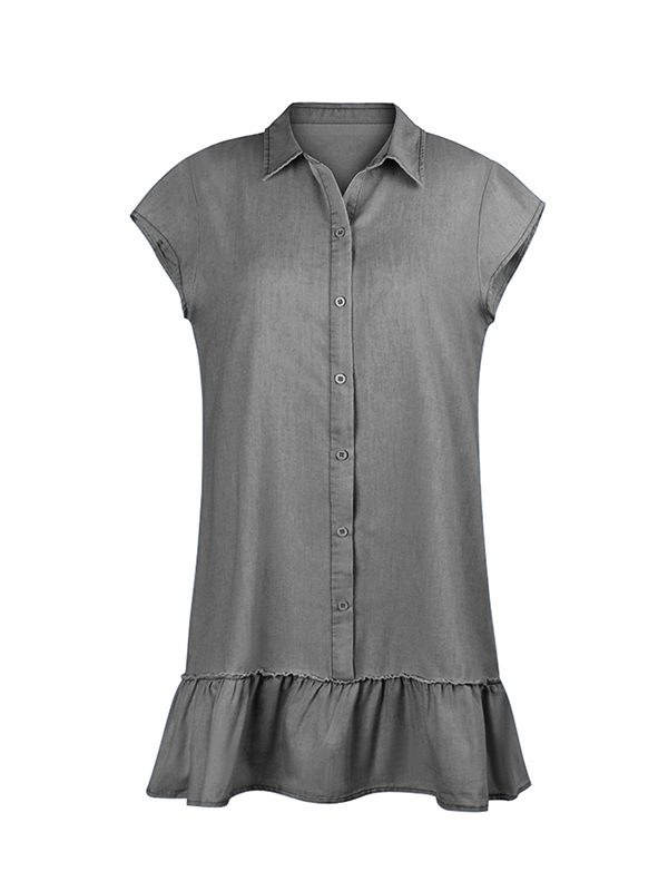 Sleeveless Button-Front Ruffle Dress--Clearance