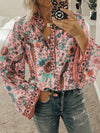 Prettybeautie Printed Button-Front Blouse