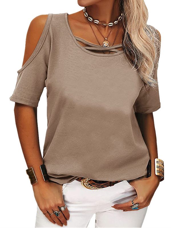 Cold-Shoulder Crossed-Front Tee