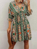 Printed V-Neck Dress