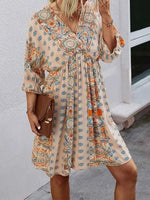 Printed V-Neck Dress