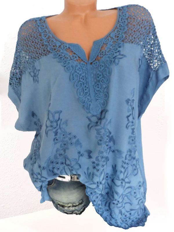 Solid Lace-Combo Blouse