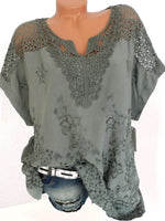 Solid Lace-Combo Blouse