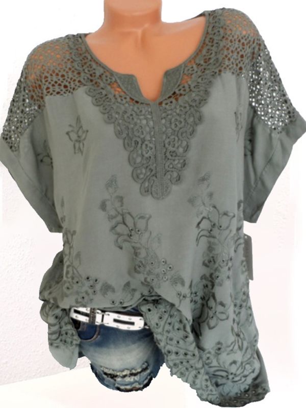 Solid Lace-Combo Blouse