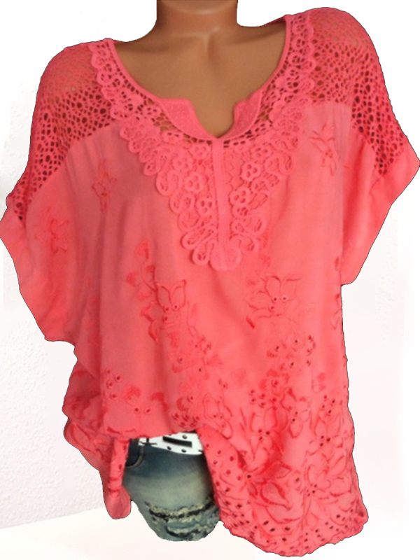 Solid Lace-Combo Blouse