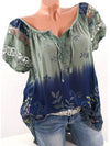 Prettybeautie Printed Lace-Combo Blouse