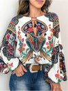 Printed Puff-Sleeve Blouse