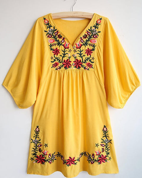 Embroidery V-Neck Dress