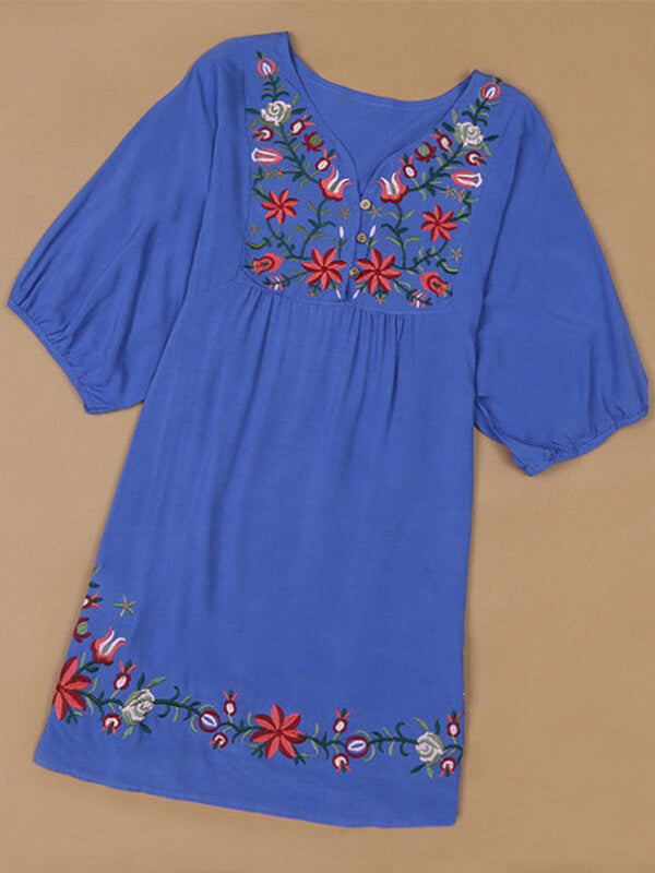 Embroidery V-Neck Dress