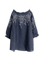 Embroidery Puff-Sleeve Top