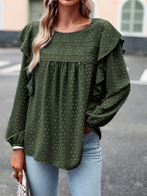 Lace Combo Frilled Blouse