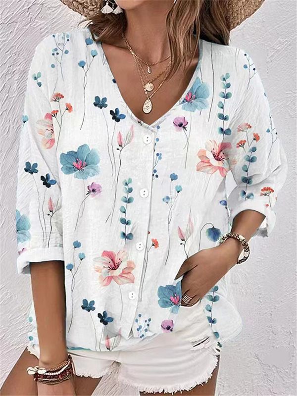 Prettybeautie Printed Button-Front Shirt
