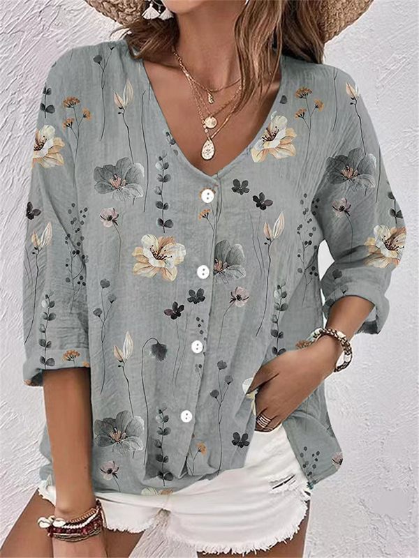 Prettybeautie Printed Button-Front Shirt