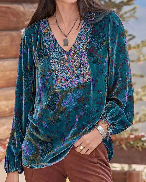 Printed Velvet Top