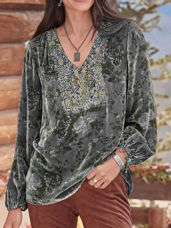 Printed Velvet Top