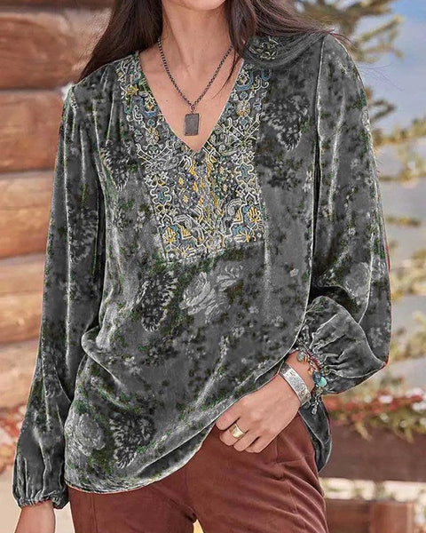 Printed Velvet Top