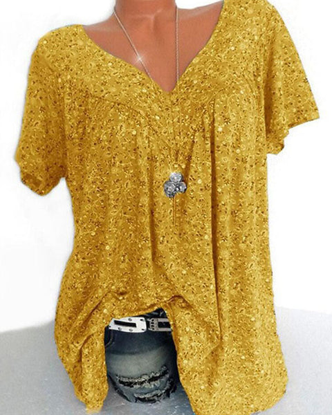 Printed V-Neck Tee