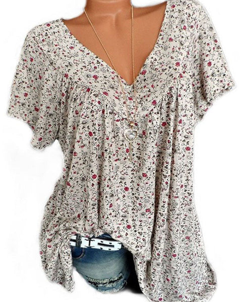 Printed V-Neck Tee
