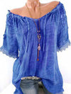 Lace-Combo Off-Shoulder Tee