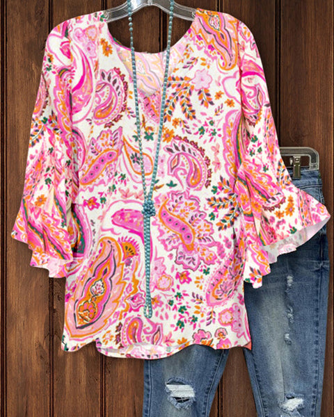 Printed V-Neck Tee