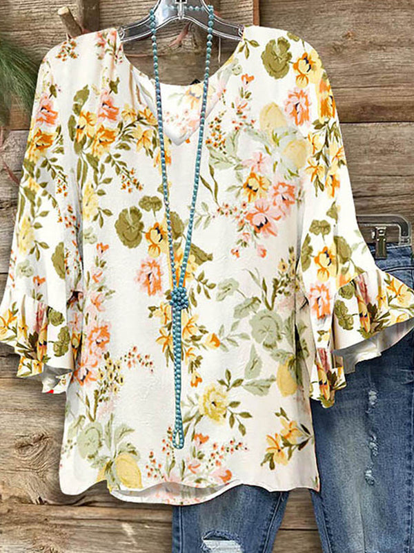 Printed V-Neck Tee