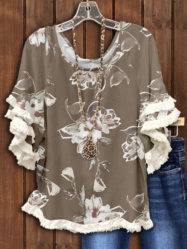 Prettybeautie Floral Fringe Tee