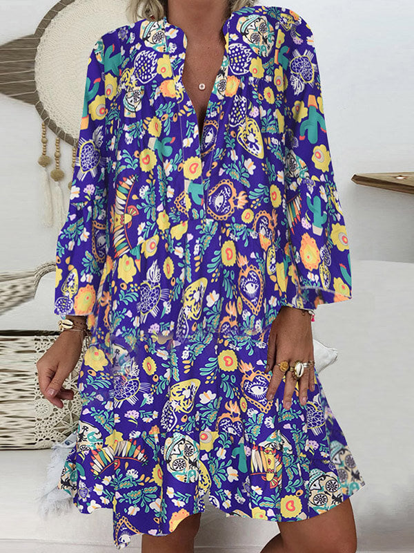 Printed Button-Front Dress