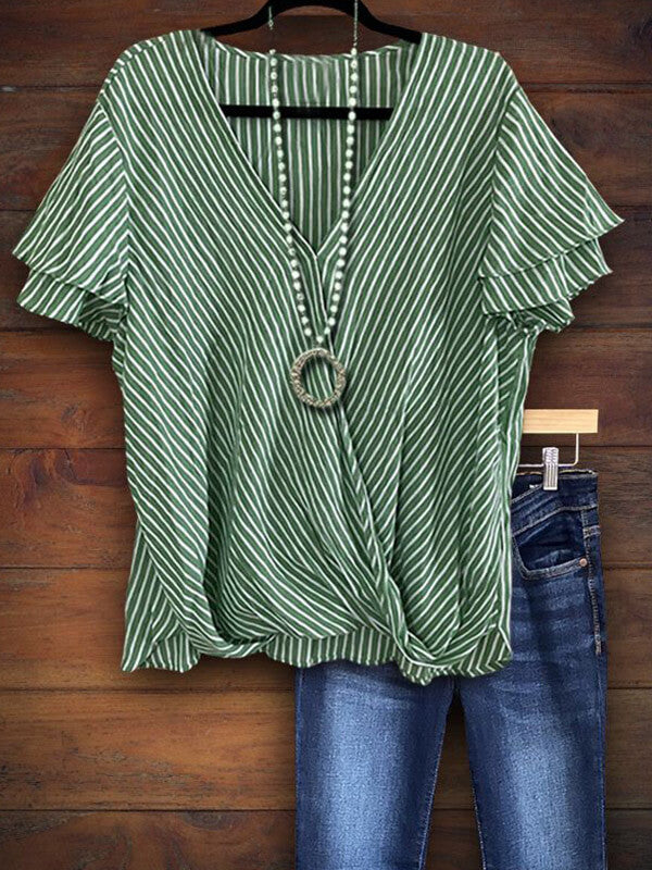 Stripe V-Neck Tee--Clearance