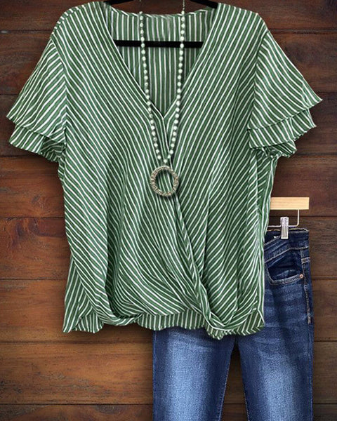 Stripe V-Neck Tee--Clearance