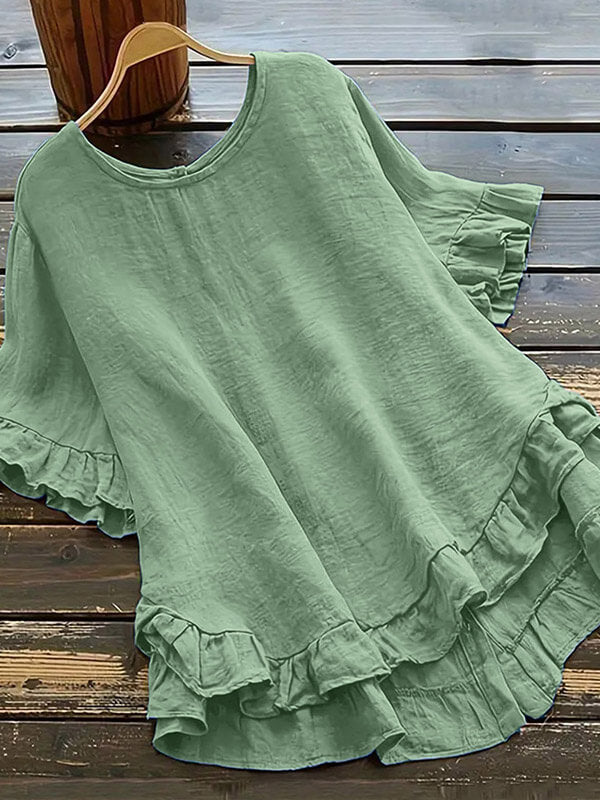 Button Ruffle Blouse--Clearance