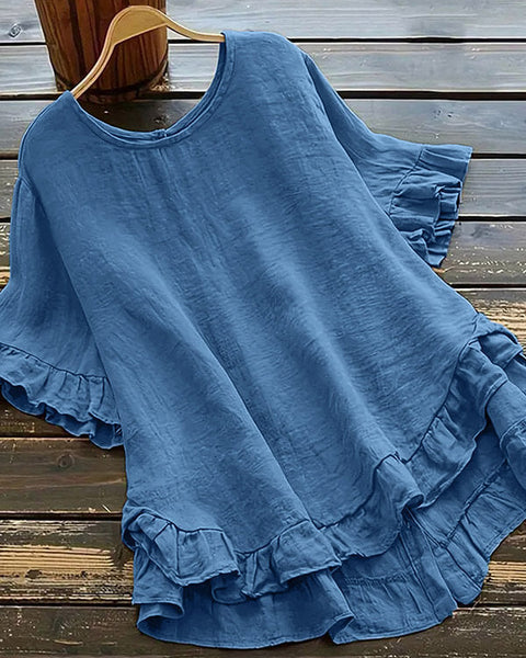 Button Ruffle Blouse--Clearance