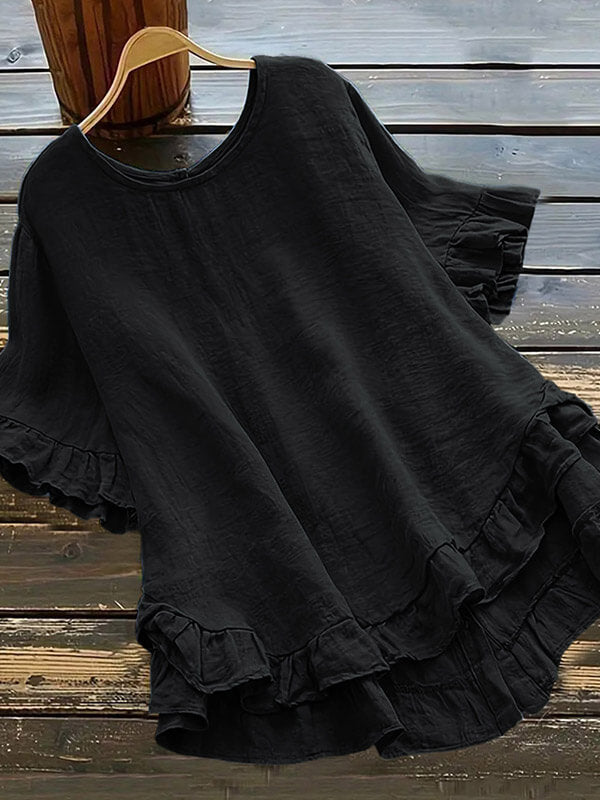 Button Ruffle Blouse