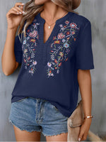Embroidery V-Neck Tee