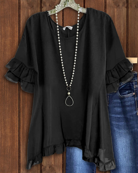 Solid Frilled Tee