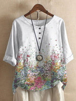 Printed Button-Front Tee