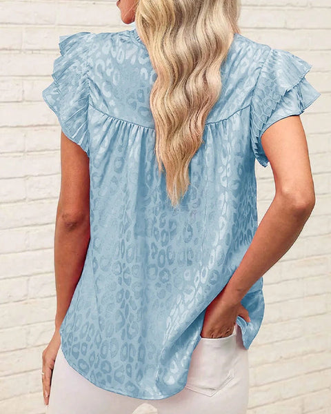 Leopard-Print Frilled Tee